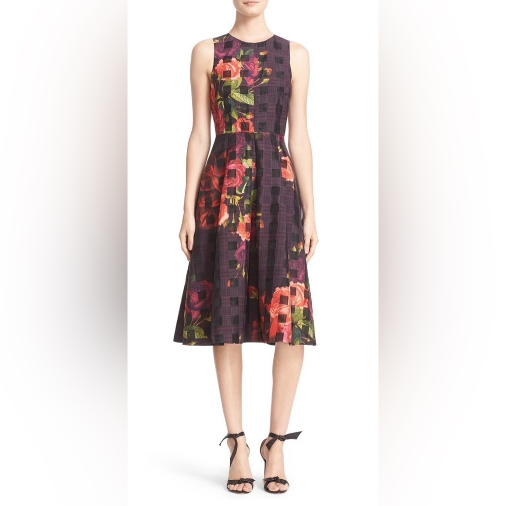 Ted Baker'Anaa Juxtapose Rose' Sleeveless Fit & Flare Dress (Size 3 UK - 0 US)
